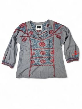 Biya Johnny Was Grey Embroidered Blouse Women’s Size Small